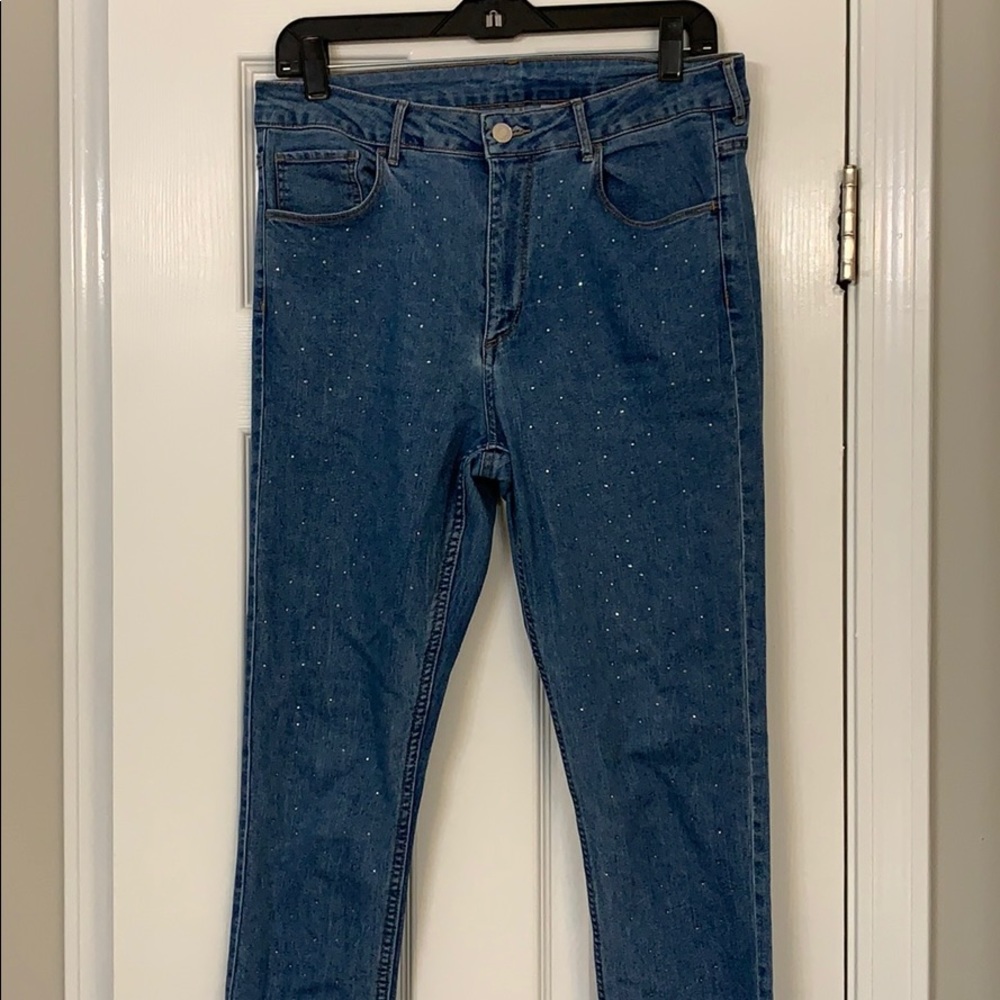 H&M crystal studded skinny jeans